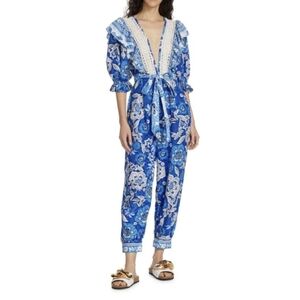 Farm Rio Full Of Flowers Ruffle Jumpsuit
